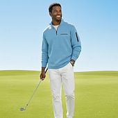 お買い得  メンズゴルフポロ-男性用 ワッフルポロシャツ Pullover カジュアル スポーツ クォータージップ 長袖 ファッション 快適 ジッパーを閉める ポケット 秋冬 春 &amp; 秋 季節の変わり目 レギュラー ホワイト オレンジ ライトグレー ダックグレー ベージュ ワッフルポロシャツ