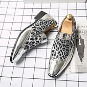 economico Mocassini-scarpe slip-on da uomo con stampa leopardata: calzature casual eleganti con dettagli dorati lucidi, ideali per feste, uscite serali ed eventi speciali