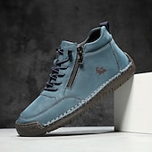 お買い得  ハイキングブーツ-ジッパーディテール付きのメンズネイビーフェイクレザースリッポンスニーカー - カジュアルなイベント、週末、リラックスした日にぴったりの、トレンド感があり履きやすいフットウェア