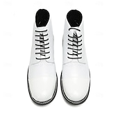 halpa Ensiluokkaiset nahkasaappaat-Miesten valkoiset aidosta nahasta valmistetut nauhalliset nilkkurit - tyylikäs ja elegantti muotoilu, ihanteellinen juhlatilaisuuksiin, toimistokäyttöön ja trendikkääseen arkeen