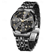 baratos Relógios Quartz-O Novo Relógio de Negócios Masculino Olevs com Pulseira de Aço Luminosa Crônometro Pequeno com Três Ponteiros Exibição de Dia da Semana Relógio de Quartzo Multifuncional Casual à Prova D'água