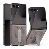 abordables Carcasas Samsung-teléfono Funda Para Samsung galaxia Z Flip 7 Z Flip 6 Z Flip 5 Z Flip 4 Z Flip 3 Funda Trasera adsorción magnética con Soporte Magnética Soporte de carga inalámbrica Retro ordenador personal Cuero de