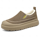 cheap Slip-On Casual Shoes-Men's Slip-on Brown Winter Shoes – Soft Fleece Lining, Trendy and Comfortable, Ideal for Daily Wear and Cold Weather Activities