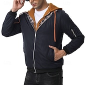 baratos Men's Jackets &amp; Coats-Men's Winter Jacket Casual Jacket Hoodied Jacket Outdoor Casual Pocket Quilted Winter Fall &amp; Winter Color Block Streetwear Daily Hooded Regular Black Burgundy Navy Blue Khaki Army Green Jacket