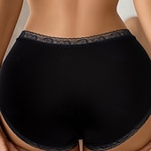 abordables Linge de nuit et détente Femme-Femmes Culottes Culottes Basiques Dentelle Taille ÉlastiqueNightwearCoton Couleur Unie Mode Mignon Noir Rose Claire Beige Printemps &amp; Été Automne &amp; Hiver