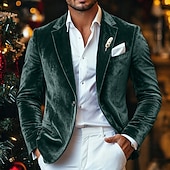 billige Herre Klassiske Blazere-Herre Vinterfrakk Fløyelsblazere Formell Festkveldsklær Fest Klassisk Høst Høst vinter 100% Polyester Fløyel Helfarge Enkelt Brystet Enn-knapp Blazer Rød Kongeblå Lilla Grønn