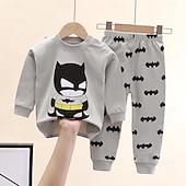 billiga Pyjamas-Småbarn Pojkar 2 delar Pyjamasset Långärmad Z17 Z29 Z13 Ensfärgat Djur Vår Höst Förtjusande Hem 7-13 år