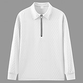 voordelige Klassieke polo voor heren-Voor heren Trui-sweatshirt Polo met rits Vakantie Straat Rits Lange mouw Modieus Basic Geometrisch Effen Mode Lente &amp; Herfst Alle seizoenen Normale pasvorm Zwart Wit khaki Donkergrijs Trui-sweatshirt