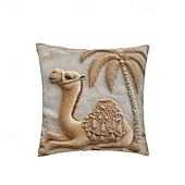 levne Hodte polštáře, vložky a kryty-Povlak na polštář Oasis Camel s 2D plochým potiskem, jednostranný design, zapínání na zip, pratelný v pračce, dekorativní povlak na polštář, na pohovku, bytový dekor.