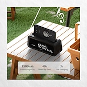 cheap Speakers-K3  Portable Wireless Speaker and Alarm Clock Bass 40-Hour Battery Life Dual-Mode Phone Stand/Bracket TF Card Player -C Dual Speakers Low Power Mode Compatible with Mobile Devices - Black/Whi