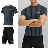 cheap Men's Rash Guard-Men's 2 Piece Rash Guard Surfing Shirt Swimsuit Shorts Stripes UV Sun Protection Quick Dry Short Sleeve Swimwear Beach Water Sports Swimming Summer