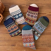 お買い得  メンズソックス-男性用 5ペア マルチパック ソックス ランニングソックス カジュアルソックス Multi Color カラー アーガイル柄 バケーション スポーツ 日常 ベーシック 温か生地 秋 冬 ファッション カジュアル