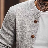 ieftine pulover cardigan pentru bărbați-Bărbați Pulover Pulover Cardigan Striat Tricotat Topuri obișnuite Butonul sus Tricotat Simplu Stil Nautic Vacanță Modă Casual Purtare Zilnică Îmbrăcăminte Primăvara &amp; toamnă Gri S M L