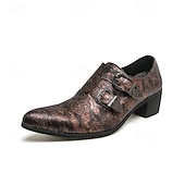 זול נעלי נזיר-נעלי גברים עם רצועות נזיר כפולות מעור דמוי עור חומות - נעלי ערב אלגנטיות לחתונות ואירועים רשמיים