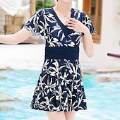 billiga One Pieces &amp; Tankinis-Dam Rash-guards Baddräkt Badkläder Badkläder Vit Mörkblå UV-skydd Magkontroll Surfing Strand Semester Sommar