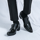 baratos Sapatos de monge-Mocassins masculinos azuis de verniz com fivela - calçado formal elegante para eventos especiais e trajes de noite.