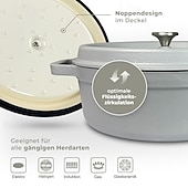 Недорогие Кухонная посуда-чугунная овальная кастрюля с крышкой-каплесборником светло-серого цвета