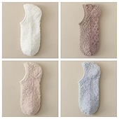 economico riscaldamento e raffreddamento-Confezione da 4 paia di calzini termici invernali da uomo - pile corallo antiscivolo ispessito con polsino elastico a coste, morbide pantofole da casa in tinta unita, comode e resistenti, calde e