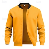 economico Giubbotti Casual-Per uomo Giacca Leggera Giacca Casual Vacanza Quotidiano Traspirante Tasca Primavera Autunno Semplice Moda Classico Collo alla coreana Regolare Nero Giallo Rosso Blu marino Blu reale Giacca