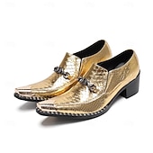 economico Scarpe da uomo-Scarpe eleganti con stampa di serpente oro di Mardi Gras per uomini – pelle di mucca premium 100% all’avanguardia design a punta per Carnevale feste e occasioni speciali