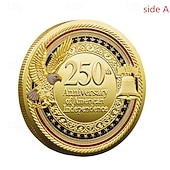  250周年記念コイン - 黄金のアメリカンフラッグ＆リバティベルデザインコレクティブルコイン、展示用の耐久性金属記念コイン、コレクターの愛国心セミクインテセンニアル
