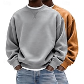 preiswerte Einfache Sweatshirts-Herren Sweatshirt Pullover Lila + Blau Marineblau + Dunkelgrau Dunkelgrün + Gelb Hellgrün + Marineblau Hellblau + Hellgrün Rundhalsausschnitt Einfach Oversize Sport &amp; Outdoor Lässig Täglich