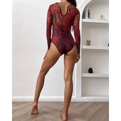 Χαμηλού Κόστους Rash Guards One Pieces-Γυναικεία Προστατευτικά Μαγιό Ολόσωμα μαγιό Γραφική Μπόχο Δίχτυ Προστασία UV Αναπνέει Μακρυμάνικο Μαγιό Σέρφινγκ Παραλία Διακοπές Άνοιξη