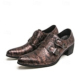 זול נעלי נזיר-נעלי גברים עם רצועות נזיר כפולות מעור דמוי עור חומות - נעלי ערב אלגנטיות לחתונות ואירועים רשמיים