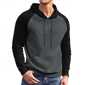 baratos hoodies básicos dos homens-Homens Moletom Estacionar Preto Cinza Claro Cinzento Escuro Cinzento Com Capuz Bloco de cor Com Cordão Desportos e Ar livre Casual Diário Impressão 3D Roupa de rua Roupa de Esporte Casual Outono