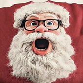 cheap Ugly Sweaters-Ugly Christmas Sweater Men's Cartoon Santa Claus Print Pullover Sweater Jumper Knitwear Crewneck Casual Vacation Daily Festival Keep Warm Long Sleeve Fall Winter Black Red Green