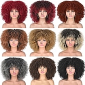 baratos Perucas de Carnaval-Peruca de Carnaval 2026 Loiro Vermelho Preta Afro Afro Kinky Curto Peruca sintética para festivais Mardi Gras Parada Cabelo para fantasia de cosplay para Feminino