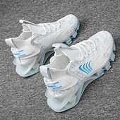 Χαμηλού Κόστους Ανδρικά Παπούτσια Τρεξίματος-Ανδρικά λευκά και γκρι αθλητικά αθλητικά παπούτσια - παπούτσια υψηλών επιδόσεων με αναπνεύσιμο σχεδιασμό για τρέξιμο, υπαίθριες δραστηριότητες και καθημερινή χρήση