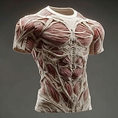 Χαμηλού Κόστους 3D μπλουζάκια-Ανδρικά Μυς 3D Εκτύπωση 3D Προσομοίωση Μπλουζάκι Κοντομάνικο Κοντομάνικη μπλούζα 3D εκτύπωση Στρογγυλή Ψηλή Λαιμόκοψη Πουκάμισο Εξωγκωμένος Υψηλής Ποιότητας Καθημερινά Κλαμπ Πάρτι