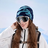 cheap Warm&amp;Heated Collection-Winter Outdoor Cold Weather Hat For Women Stylish European American Knit Beanie With Ear Protection Large Head Cover Warm Fleece Lined Winter Cap
