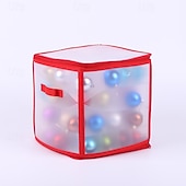 voordelige Kerst Opslag-Kerstversieringsdoos met 64 compartimenten, 12x12x12 inch kerstopbergdozen, ornamentorganizer met rits en handgrepen, geschikt voor vakantiedecoraties, sieraden en cadeaus