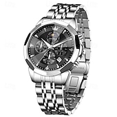 baratos Relógios Quartz-O Novo Relógio de Negócios Masculino Olevs com Pulseira de Aço Luminosa Crônometro Pequeno com Três Ponteiros Exibição de Dia da Semana Relógio de Quartzo Multifuncional Casual à Prova D'água