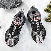 abordables Zapatillas Informales-Hombre Zapatillas de deporte Zapatos de Navidad Forro de Lana Zapatos para correr Zapatos de Paseo Casual Punto Cómodo Antideslizante Transpirable Botines / Hasta el Tobillo Cordones Negro Blanco Rojo