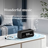 cheap Speakers-K3  Portable Wireless Speaker and Alarm Clock Bass 40-Hour Battery Life Dual-Mode Phone Stand/Bracket TF Card Player -C Dual Speakers Low Power Mode Compatible with Mobile Devices - Black/Whi