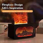  3D暖炉アロマセラピーマシンデスクトップレトロシミュレーションミニレインボー炎雰囲気ライト加湿器USB電源寝室リビングルーム雰囲気ライト