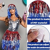 abordables Pelucas de carnaval-Peluca de carnaval 2026 Rubio Rosa Rojo Rizado Media Peluca sintética para festival Carnaval Desfile Cabello para disfraz de cosplay para Mujer