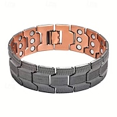 billiga Hemutrustning-herrmagnetiskt armband - tre rader stark magnet - justerbart magnetiskt pärlarmband, elegant smycke i legering som present till pappa, mamma, jul, födelsedag, flera färger, herrmagnetiskt armband