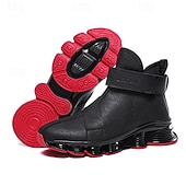 abordables Zapatillas Informales-Zapatillas deportivas rojas para hombre: elegantes y cómodas, con parte superior de malla y cámara de aire, perfectas para un look informal en vacaciones y fiestas navideñas.