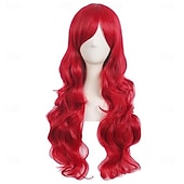 baratos Perucas de Carnaval-Peruca de Carnaval 2026 Vermelho Preta Azul Encaracolado Longo Peruca sintética para festivais Mardi Gras Parada Cabelo para fantasia de cosplay para Feminino