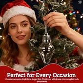 billige Ornamenter-Julepæregavekrukke, stor gjennomsiktig, fyllbar lyspærepynt med skrulokk, jumboplastbeholdere til hengende godteri for gjør-det-selv-håndverk, juletrepynt, kort &amp;festgaver