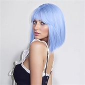 economico Parrucche di Carnevale-Parrucca di Carnevale 2026 Biondo Nero Blu Liscio Ciocca Corto Parrucca sintetica da festival Martedì grasso Parata Capelli per costumi da cosplay per Da donna