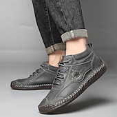 economico Stivaletti alla caviglia-sneakers da uomo in similpelle marrone con lacci: eleganti e versatili, ideali per il lavoro, l'abbigliamento casual e le attività all'aperto