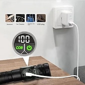 olcso Elemlámpák-fehér lézeres zseblámpa USB töltéssel, teleszkópos zoommal, digitális kijelzővel, mágneses tapadókoronggal, szuper fényes LED zseblámpa.