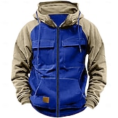 baratos Moletom Tático-Homens Moletom Full Zip Hoodie Moletom Tático Vermelho Vinho Preto Rosa Verde Tropa Azul Com Capuz Tecido Tático Desportos e Ar livre Diário Roupa de rua Legal Casual Inverno Primavera &amp; Outono Roupa