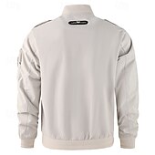 abordables veste de sport-Homme Veste Légère Veste Cargo Veste Décontractée Vacances Quotidien Résistant à l&#039;usure Avec Poches Automne Hiver Uni Mode Classique Col montant Régulier Noir Jaune Orange Bleu de minuit Beige Veste