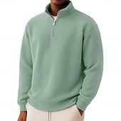 abordables Polo Classique pour Hommes-Homme Chemises Polo Gaufre Polo à fermeture éclair Sport en Plein Air Occasionnel Col montant Fermeture éclair manche longue Mode Moderne Couleur Unie Texturé Tricoté Printemps &amp; Automne Toutes